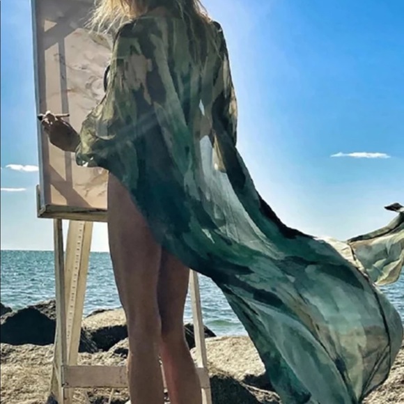 New! Green Leaf Kimono - Picture 5 of 7